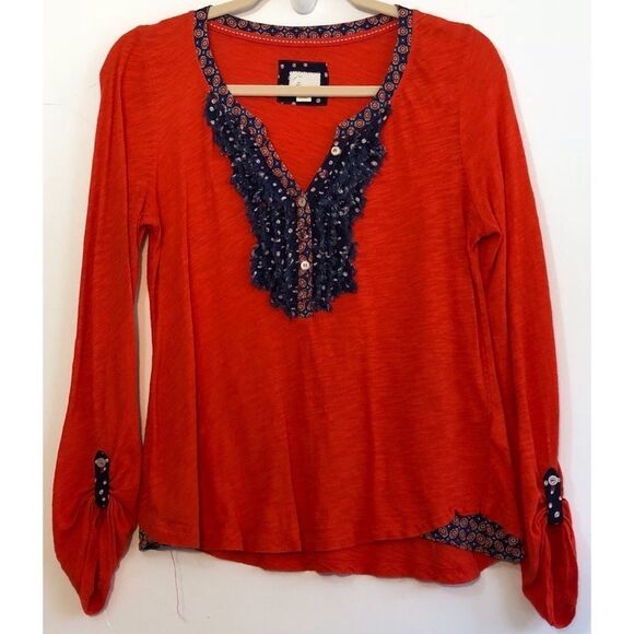 Anthropologie | Postcard top, orange, size small - Picture 1 of 6